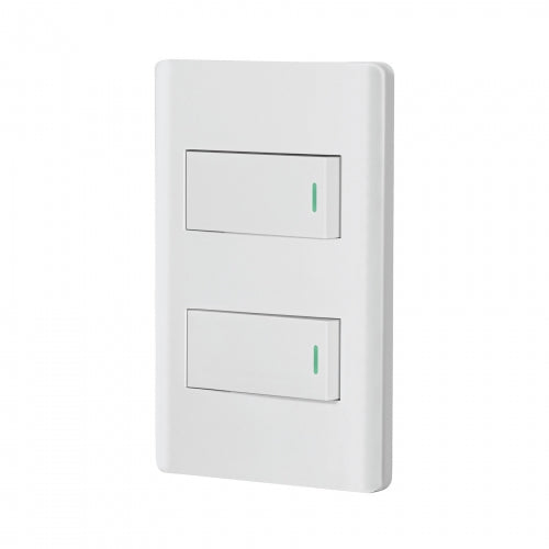 Placa armada blanca con 2 interruptores 1 módulo, Lisboa 47954 PA-APDO1-LB