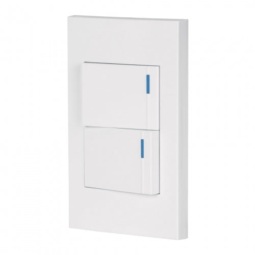 Placa armada 2 interruptores, 1.5 módulos, Española, blanco 45595 PA-APDO15-EB