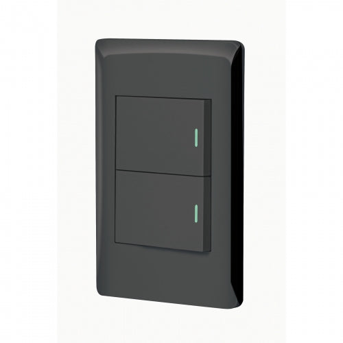Placa armada negra 1 interruptor y 1 de 3vías 1.5mód,Lisboa 47894 PA-APDO15-ELN