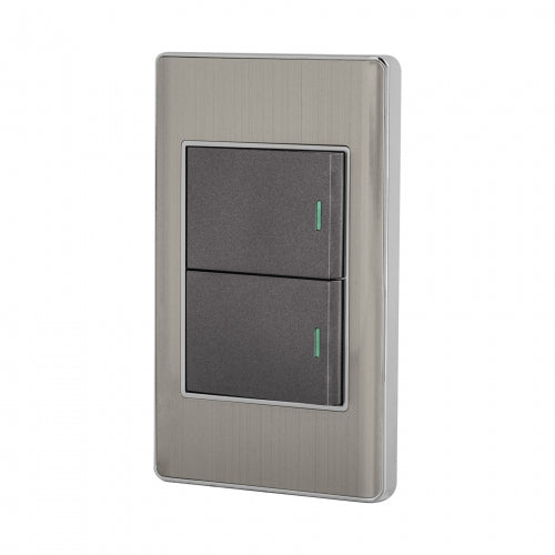 Placa armada acero inox 2 interruptores 1.5 módulos, Lisboa 47840 PA-APDO15-LA