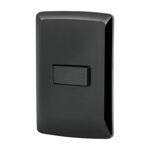 Placa armada 1 interruptor escalera, negro, línea Italiana 47600 PA-APSE-EIN