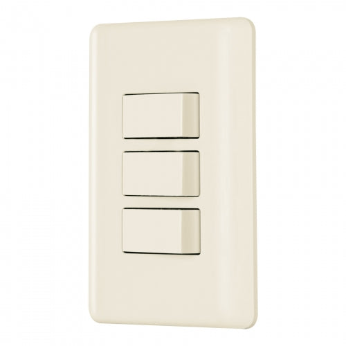 Placa armada 3 interruptores, marfil, Volteck 26638 PA-APTR-BI
