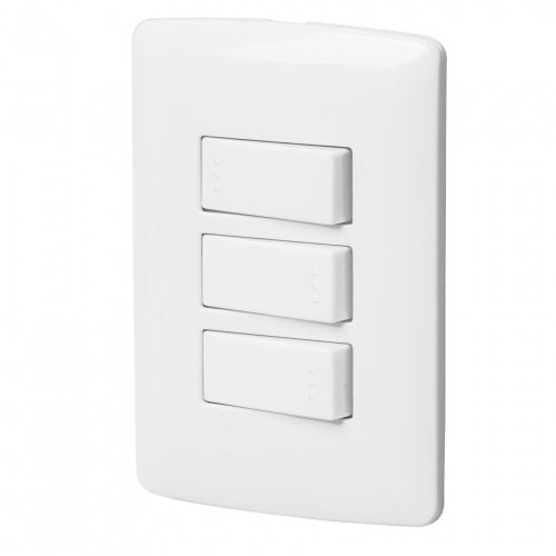 Placa armada 2 interruptores 1escalera blanco,línea Italiana 46464 PA-APTR-EIB