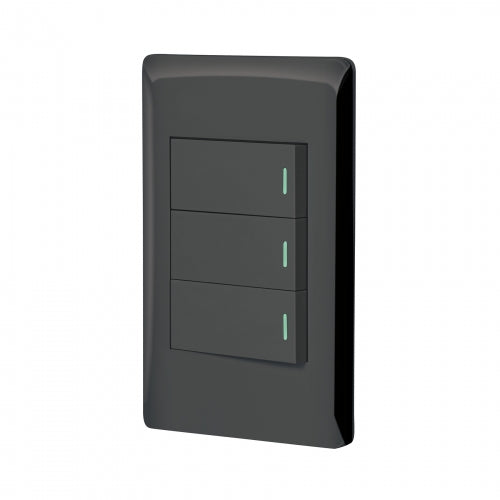 Placa armada negra 2 interruptores 1 de 3 vías 1 mód,Lisboa 47890 PA-APTR-ELN