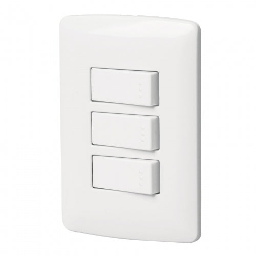 Placa armada 3 interruptores sencillos,blanco,línea Italiana 46463 PA-APTR-IB