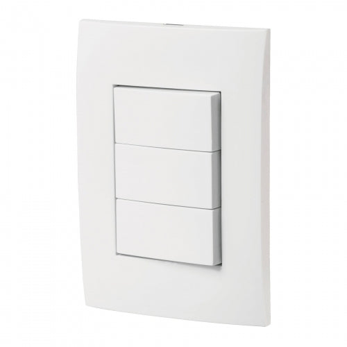 Placa armada 3 interruptores sencillos, línea Oslo, blanco 46496 PA-APTR-OB