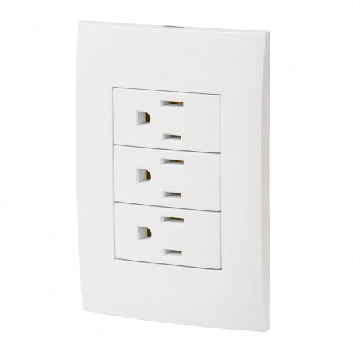Placa armada 3 contactos aterrizados, línea Oslo, blanco 46491 PA-COTR-OB