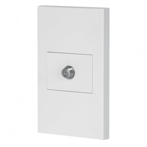 Placa armada 1 toma de TV, 1.5 módulos, Española, blanco 45605 PA-TV-EB