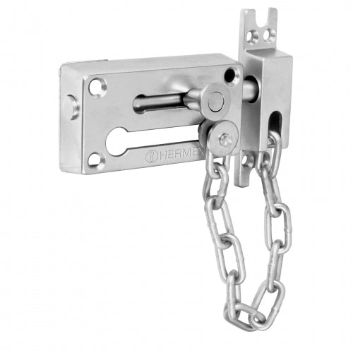 Pasador con cadena para puerta, acabado cromo mate, Hermex 43709 PACA-3