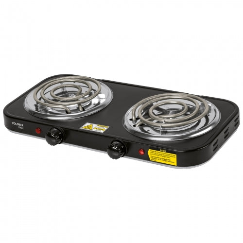 Parrilla eléctrica 2 quemadores en espiral, negra, Basic 26092 PAEL-2CPN