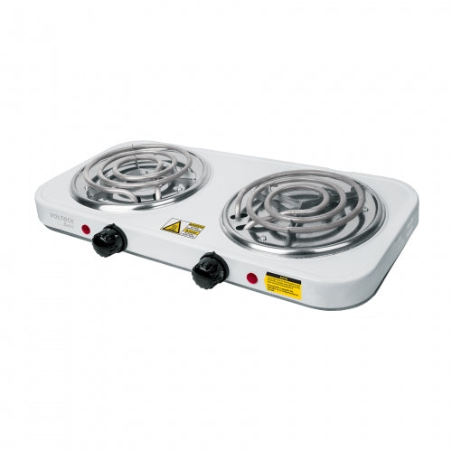 Parrilla eléctrica 2 quemadores en espiral, blanca, Basic 23032 PAEL-2CP