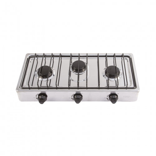 Parrilla de gas de sobreponer 3 quemadores, inox, Foset 47920 PAGA-3X