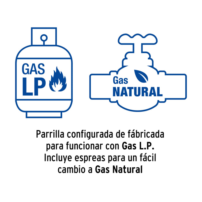 Parrilla gas empotrable 60cm, 4 quem, acero inox, Riviera 48406