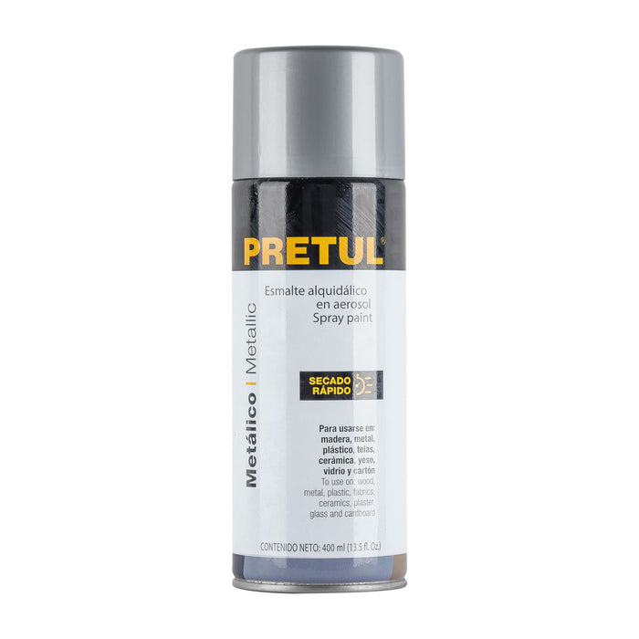 Pintura en aerosol metálica, plata ,400ml, Pretul 27174 PAM-PL-P