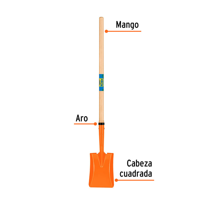 Pala cuadrada para niños con mango de 30', Truper 19712 PCL-KID