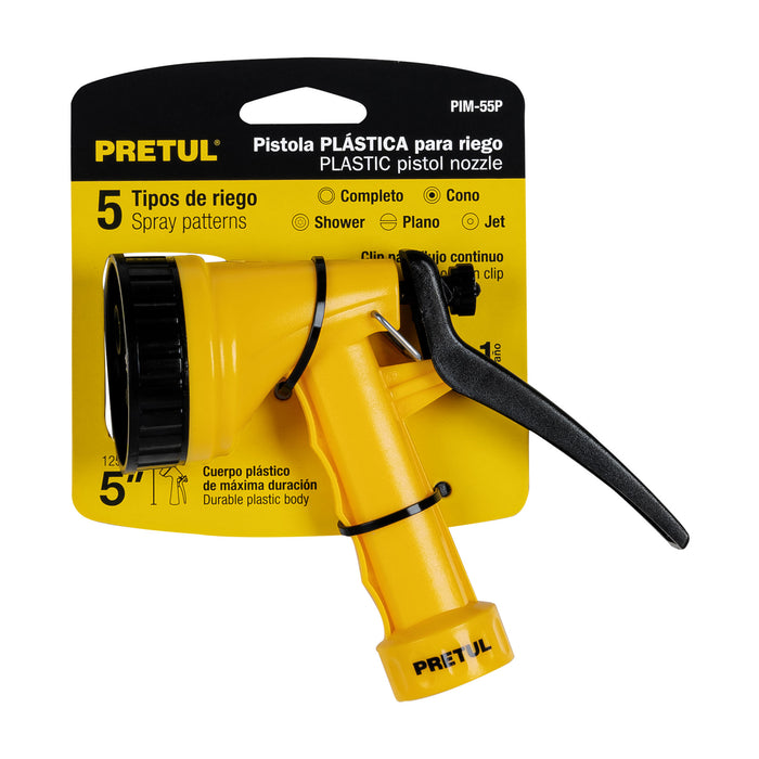 Pistola para riego de 5 funciones plástica, Pretul 22765 PIM-55P