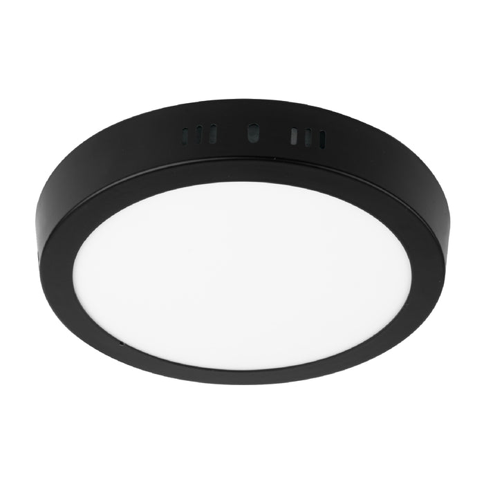 Luminario LED tipo plafón 12 W, redondo, luz de día, negro 47396