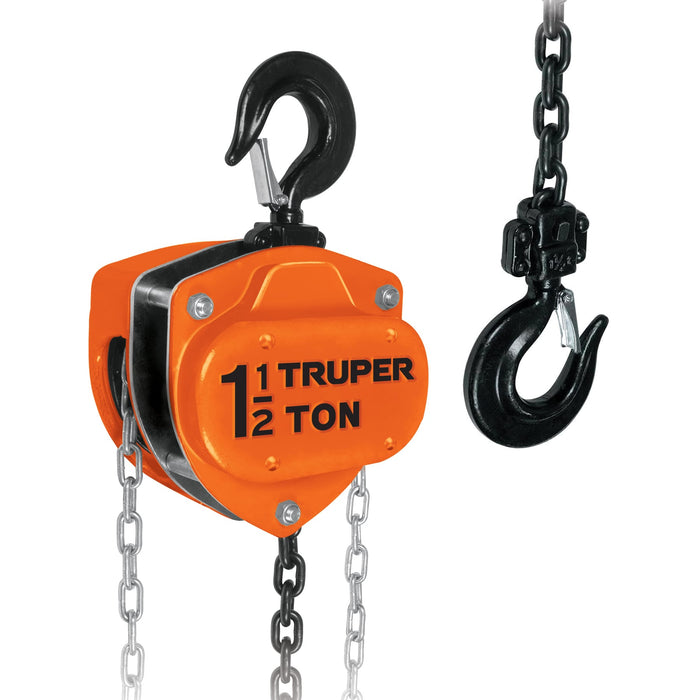 Polipasto de cadena de 1-1/2 ton, Truper Código: 16825