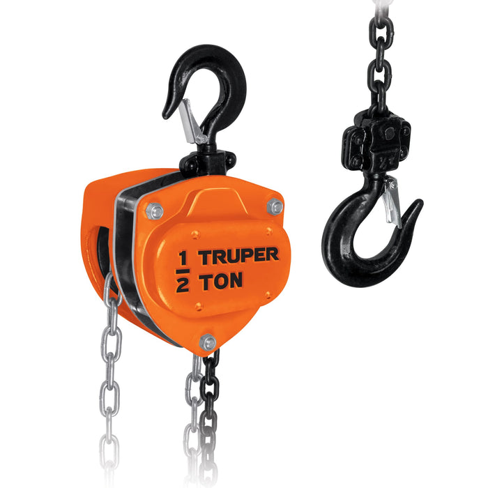 Polipasto de cadena de 1/2 ton, Truper Código: 16823