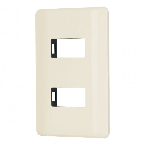 Placa 2 módulos, marfil, línea Volteck Basic 27232 PPDO-BI