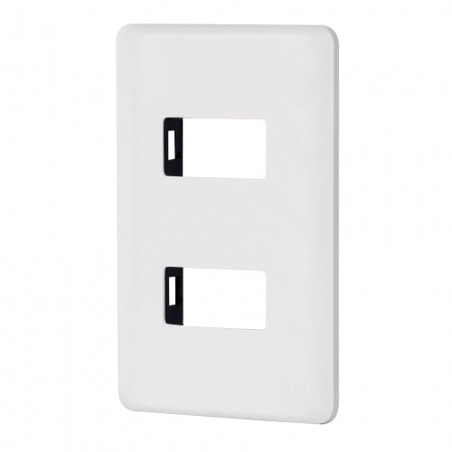 Placa 2 módulos de ABS, blanca, Volteck Basic 27223 PPDO-B