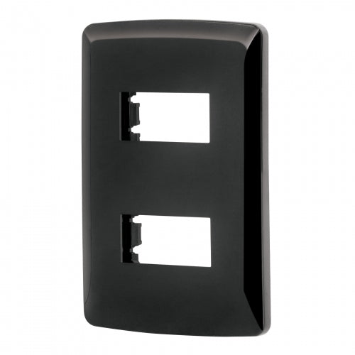 Placa 2 modulos, Italiana, color negro, Volteck 40137 PPDO-IN