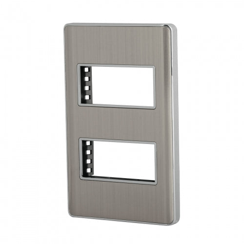 Placa de acero inox con 2 ventanas 1 módulo, línea Lisboa 47817 PPDO-LA