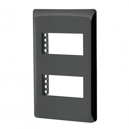 Placa negra de 2 ventanas 1 módulo, línea Lisboa, Volteck 47870 PPDO-LN