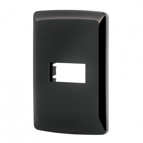 Placa 1 módulo, Italiana, color negro, Volteck 40136 PPSE-IN