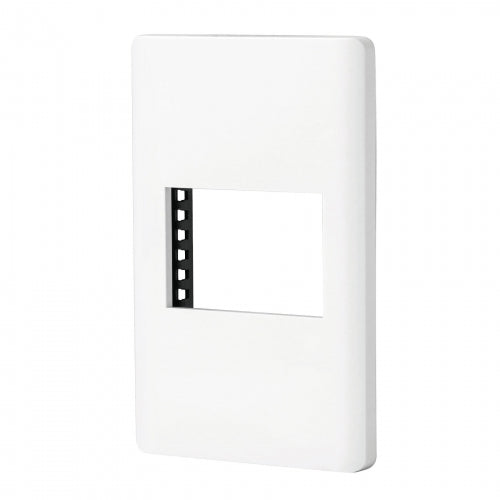 Placa blanca de 1 ventana 1.5 módulos, línea Lisboa, Volteck 47938 PPSE15-LB