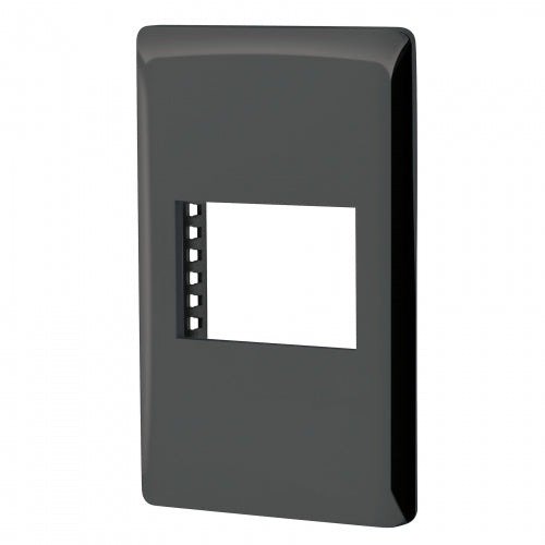 Placa negra de 1 ventana 1.5 módulos, línea Lisboa, Volteck 47871 PPSE15-LN
