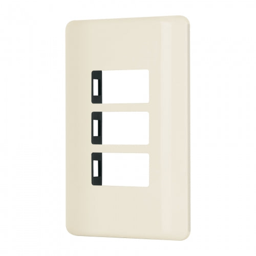 Placa 3 módulos, marfil, línea Volteck Basic 27233 PPTR-BI
