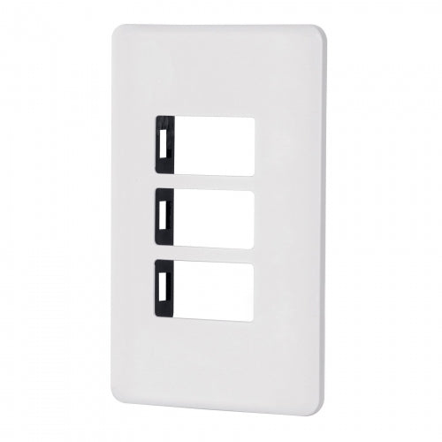Placa 3 módulos de ABS, blanca, Volteck Basic 27224 PPTR-B