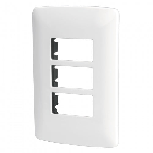 Placa 3 módulos de ABS, línea Italiana, color blanco 48136 PPTR-IB
