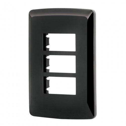 Placa 3 modulos, Italiana, color negro, Volteck 40138 PPTR-IN