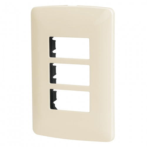 Placa 3 módulos de ABS, línea Italiana, color marfil 48090 PPTR-I