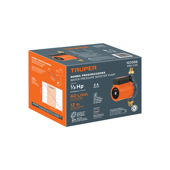 Bomba presurizadora 1/3 HP, Truper Código: 103356