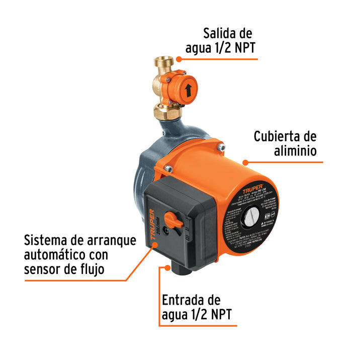 Bomba presurizadora 1/6 HP, con sensor regulable, Truper Código: 103355