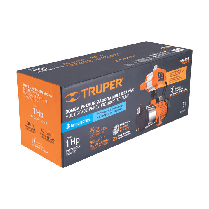 Bomba presurizadora multietapas 1 HP con control, Truper 102386 PREM-1