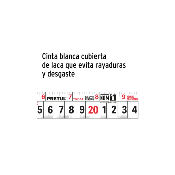 Flexómetro 8 m cinta 25 mm, display box con 6 pzas, Pretul 21625 PRO-8MEC