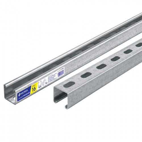 Perfil unicanal perforado de 3 m, 4 x 4 cm, cal. 16, Volteck 47762 PU-164P