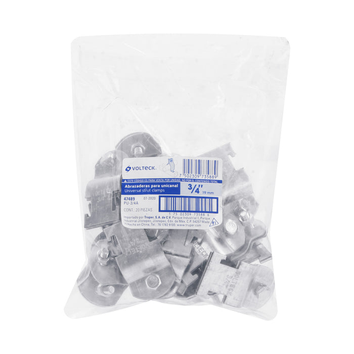 Abrazadera para unicanal, 3/4', Volteck 47489 PU-3/4A