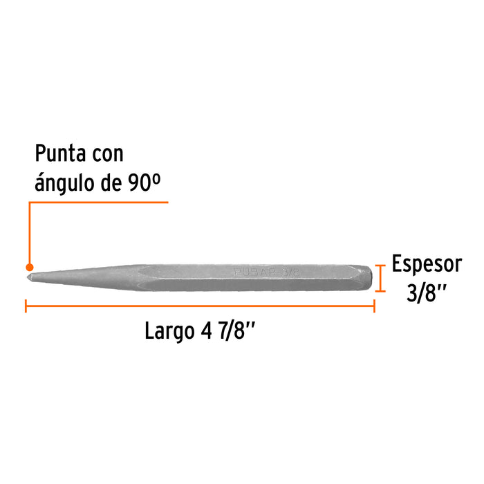 Punzón 3/8' para barrenar, largo 4-7/8', Truper Código: 12220