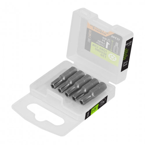 Estuche con 5 puntas torx T30 con seguro largo 1', Expert 12346 PUDE-6130