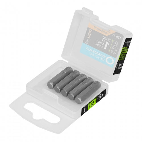 Estuche con 5 puntas hexagonales de 1/4mm largo 1', Expert 12493 PUDE-7125