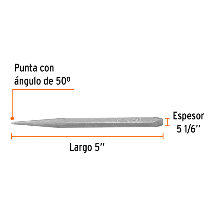 Punzón 5/16' para marcar, largo 5', Truper Código: 12225