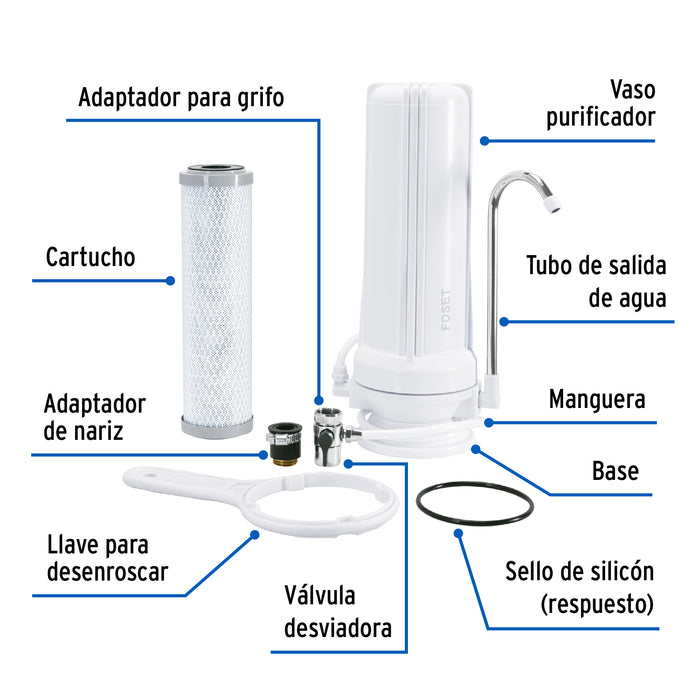 Purificador de agua, sobre tarja, Foset 49217