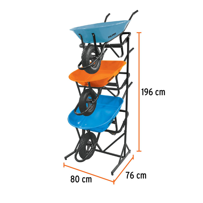 Rack para 3 carretillas estibadas, Truper 50160 R-3CAT