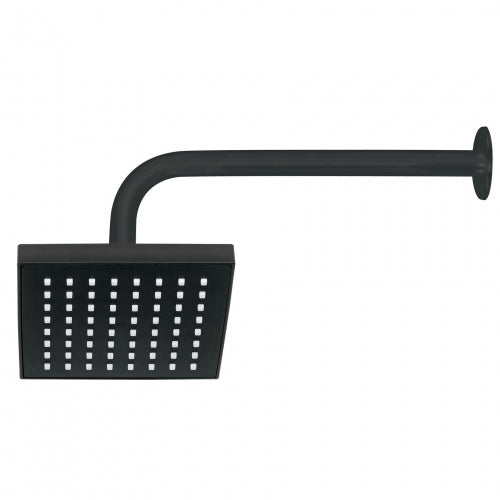 Regadera cuadrada ABS 6' acabado negro mate con brazo, Foset 46746 R-404M