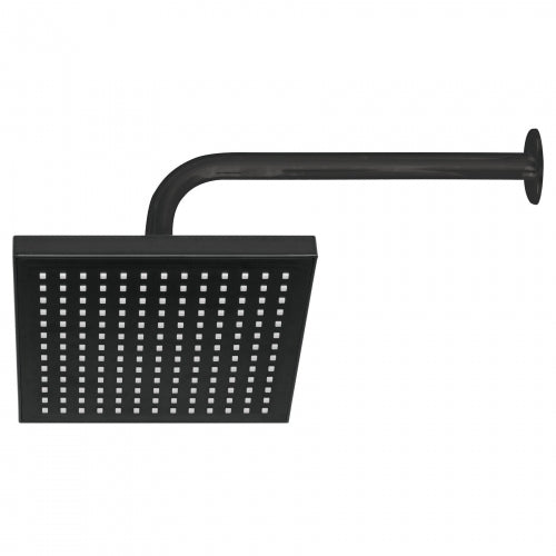 Regadera cuadrada ABS 8' acabado negro mate con brazo, Foset 46748 R-405M
